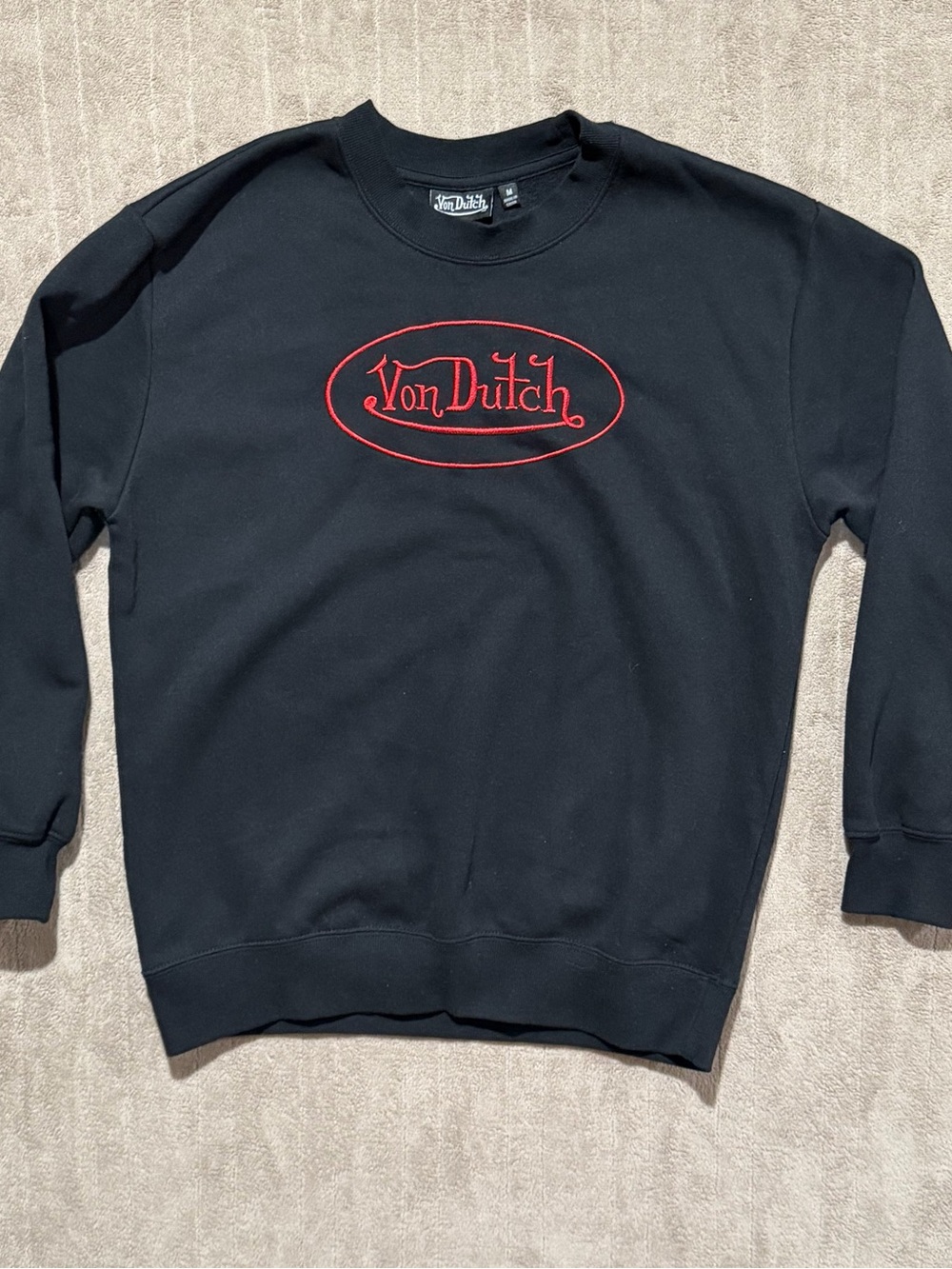 Von Dutch Sweatshirt Black Red Spellout Crewneck Men’s Y2K Size Medium Hip Hop